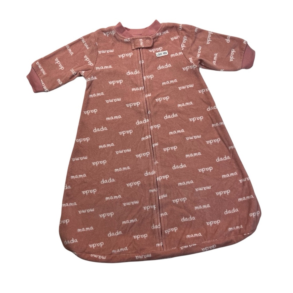 Carter’s Small (0-3M) Sleep Sack Pink Warm Fabric With Mama Dada Print